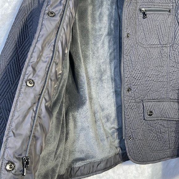 Kenneth Cole New York Grey Quilted Womens Casual Career Small Silver Jacket Coat - Picture 6 of 9